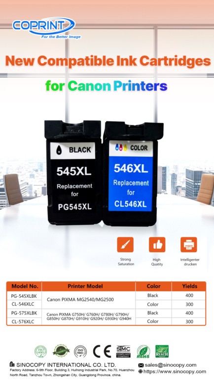 New Compatible Ink Cartridges PG-545/CL-546XL PG-575/CL-576XL for Canon Printers